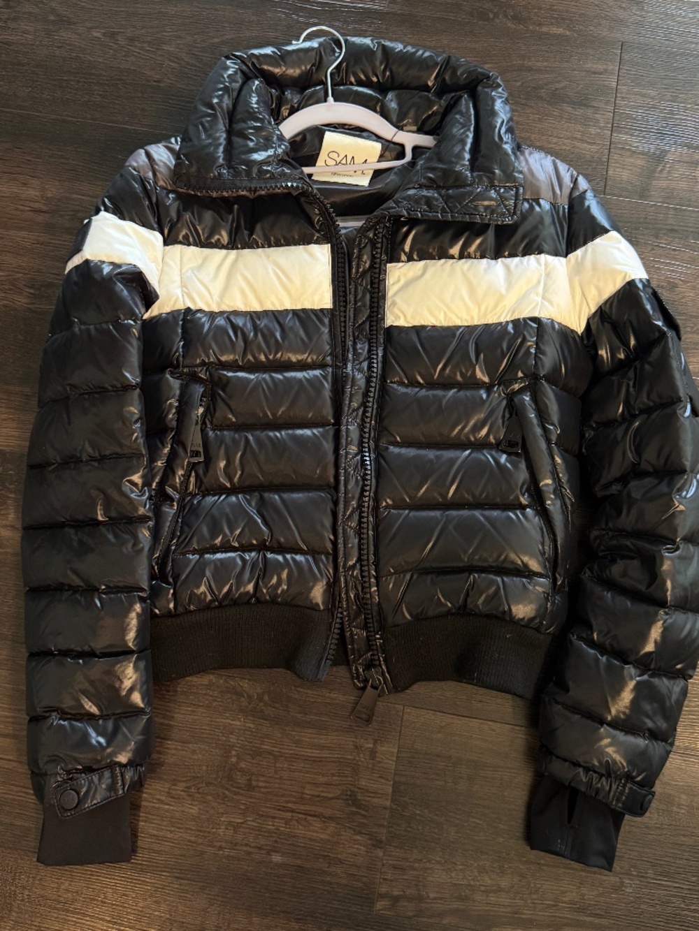 SAM. Starburst Black and white down bomber jacket